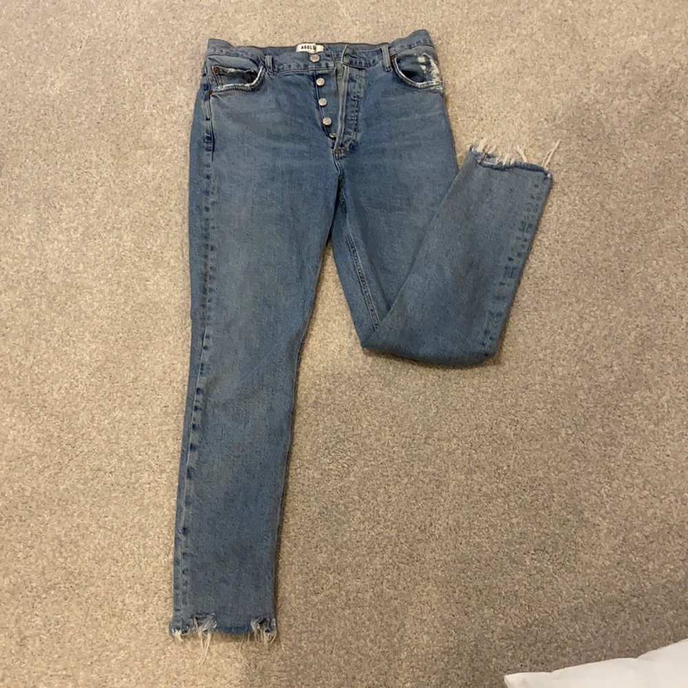 AGOLDE light distressed skinny jeans high waist 28